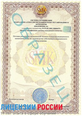 Образец сертификата соответствия (приложение) Суворов Сертификат ISO 13485